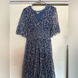 Floral Blue Dress, Size M